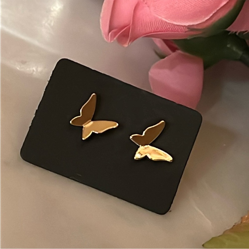 Gold Butterfly Stud Earrings